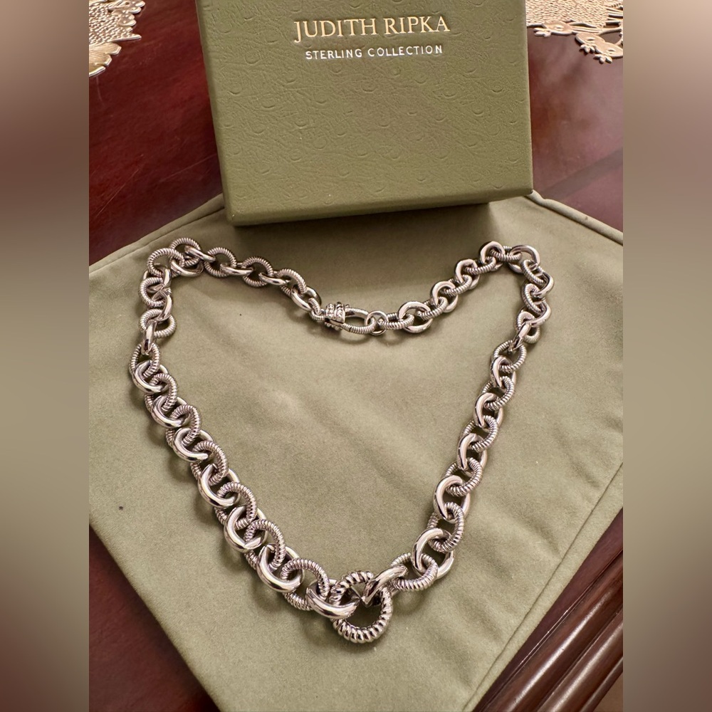 Judith Ripka Classic 100g 925 Silver Chunky Heavy Link Necklace  18” - Picture 7 of 12